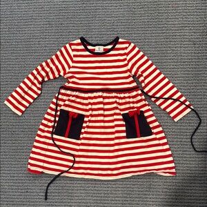 Florence Eiseman Red and White Striped Dress with Navy Accents